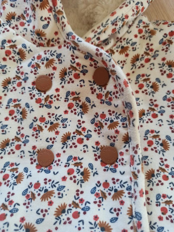 Manteau mi-saison réversible Obaïbi Crème et fleuri - Taille 6 mois 68cm - photo numéro 6