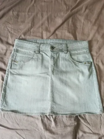 Jupe en jean grise, Promod, taille 40, très bon état