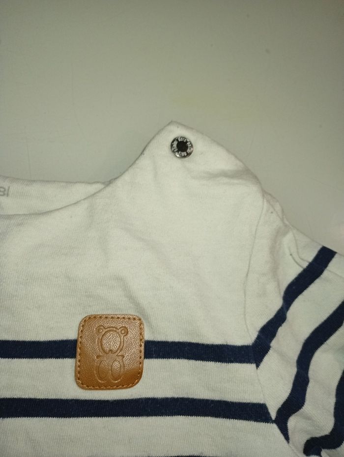 Haut marinière obaibi 12mois blanc et bleu - photo numéro 5