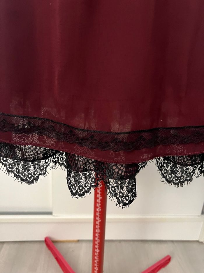 Jupe voile bordeaux à dentelle noire Kwoman - photo numéro 2
