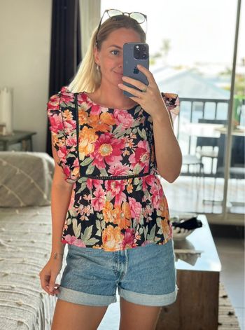 Top fleuri d’été détails volantés taille U - Laraethnics