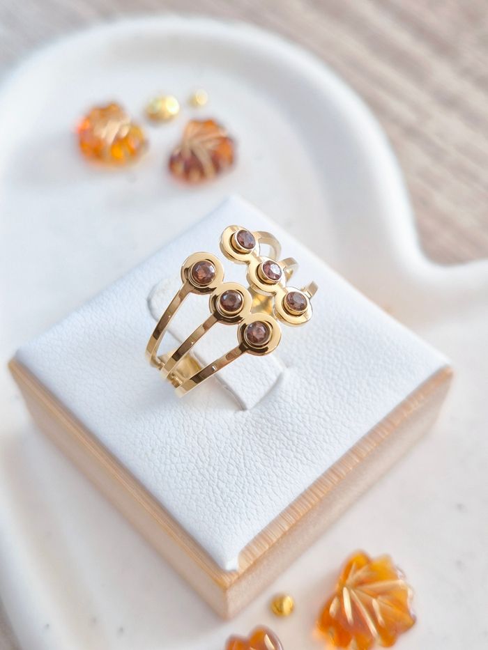 Bague dorée et zircons marrons Zag - photo numéro 2
