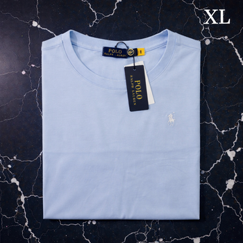 TeeShirt Ralph Lauren pour Homme - Taille XL - Bleu Ciel logo brodé Blanc - NEUF