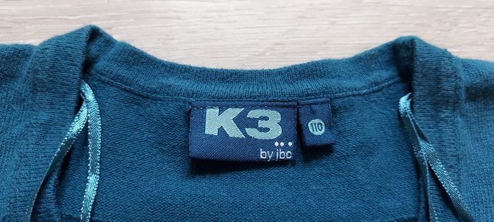 Pull bleu/turquoise foncé, manches courtes, K3 by JBC, taille 5 ans, nickel - photo numéro 2