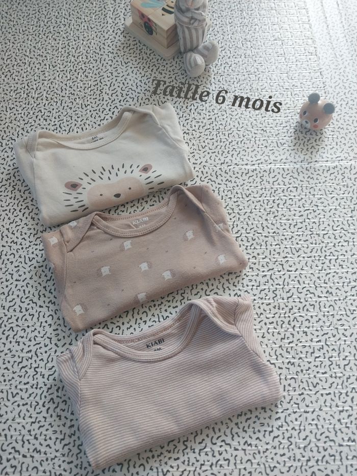 Lot de 3 bodies manches longues – Kiabi – Taille 6 mois