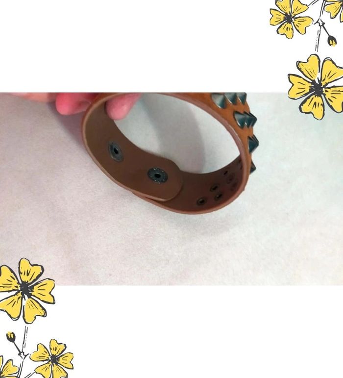Bracelet large clouté style rock camel effet daim - photo numéro 6