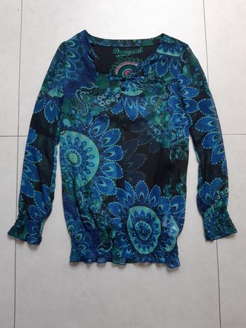Blouse bleue, verte et noire Desigual taille XS