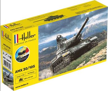 Maquette HELLER 56899 militaire starter kit AMX 30/105 1/72