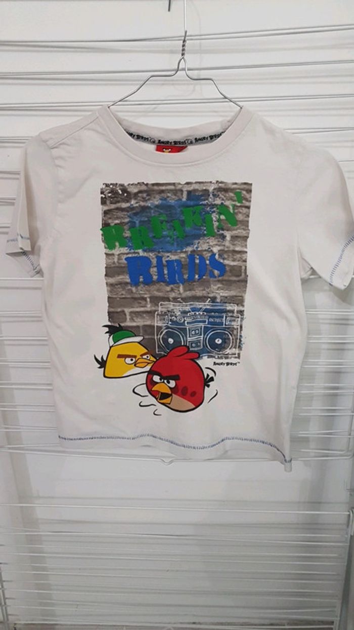 T shirt blanc Angry Birds 10 ans