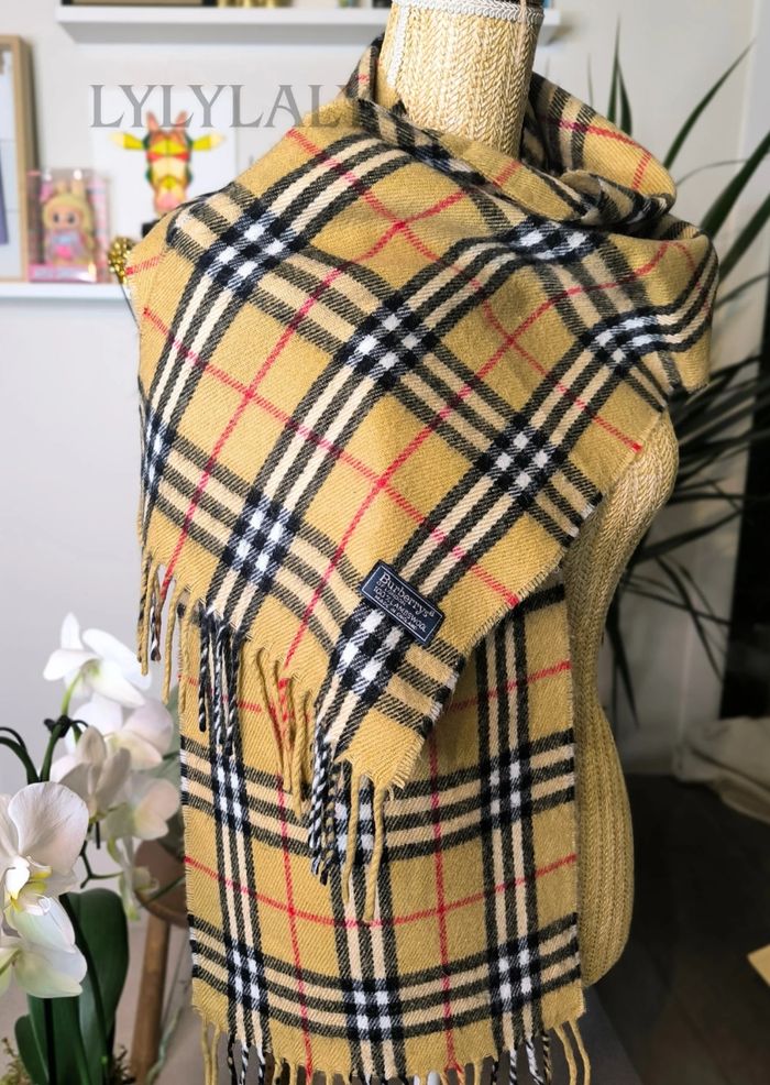 🟤 Écharpe Burberrys vintage camel – Authentique Made in England - photo numéro 2