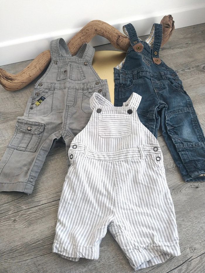 Lot de 3 salopettes 9 mois / 1 ans - photo numéro 3
