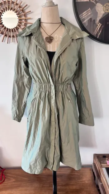 💕 parkas long imperméable cintré kaki taille 36 s