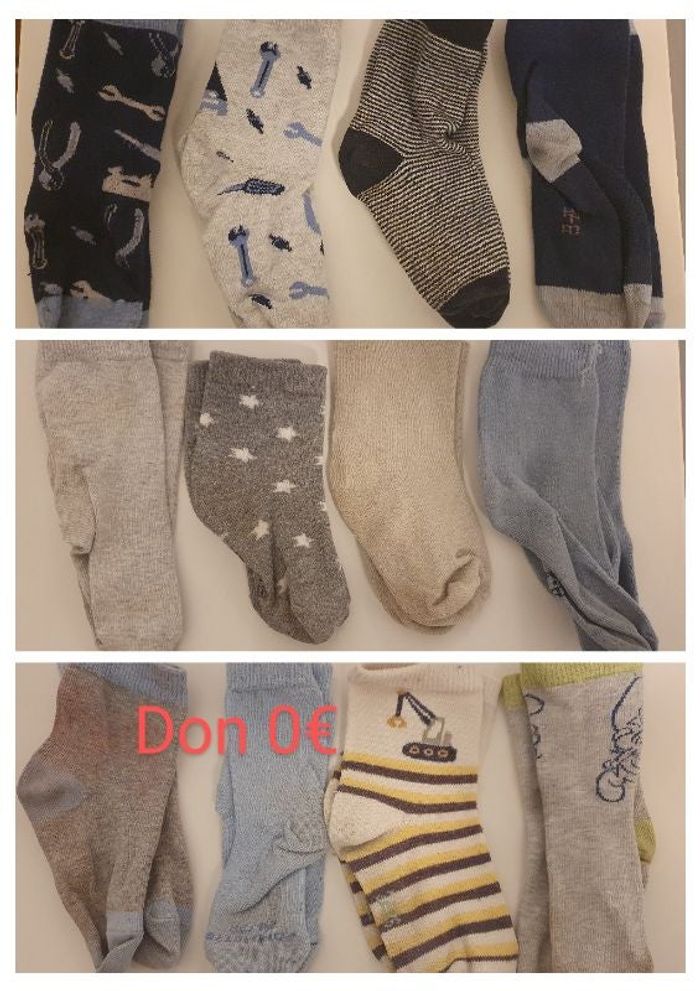 P 23 26 lot 12 paires de chaussettes dont 4 en don
