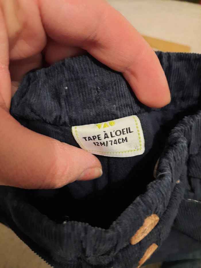 Pantalon velours côtelé bleu bébé - photo numéro 3