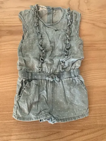 Petite combinaison salopette jeans souple à pois