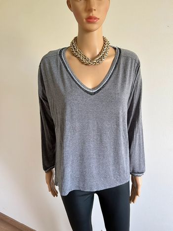 Pull léger gris et argenté pailleté à manches longues An’ge taille unique TBE