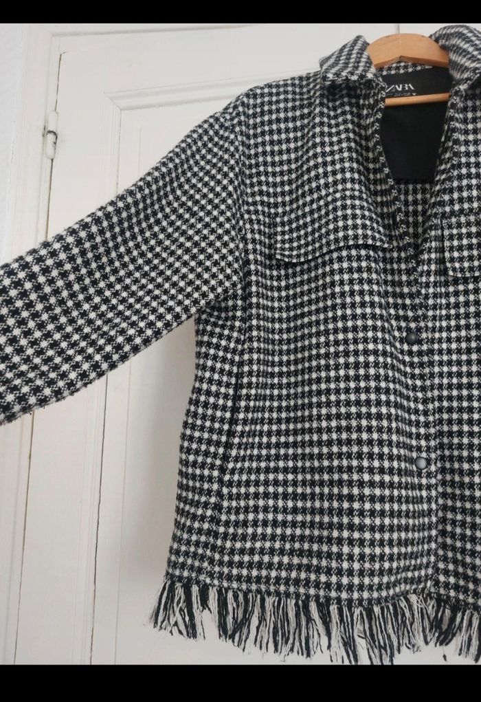 Veste Zara  motif pieds de poule à franges - photo numéro 4