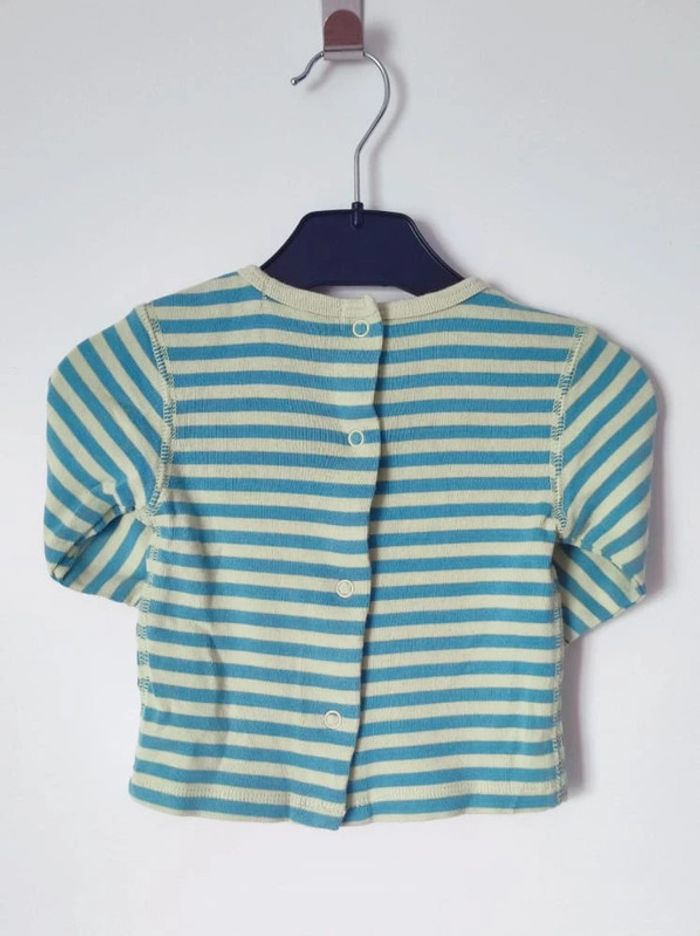 Tee-shirt rayé bleu vert / Kitchou - 3 mois / 60cm - photo numéro 2