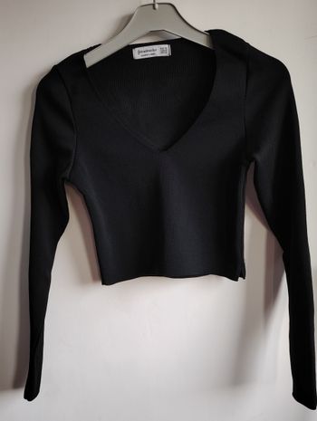 Haut noir manches longues Stradivarius