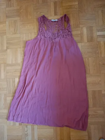 Chemise de nuit Etam rose effet satin dentelle T.L