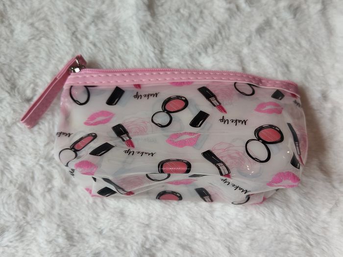 Trousse transparente Make Up rose – maquillage voyage 19x10 cm