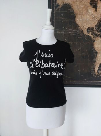 T-shirt noir manches courtes imprimé 34