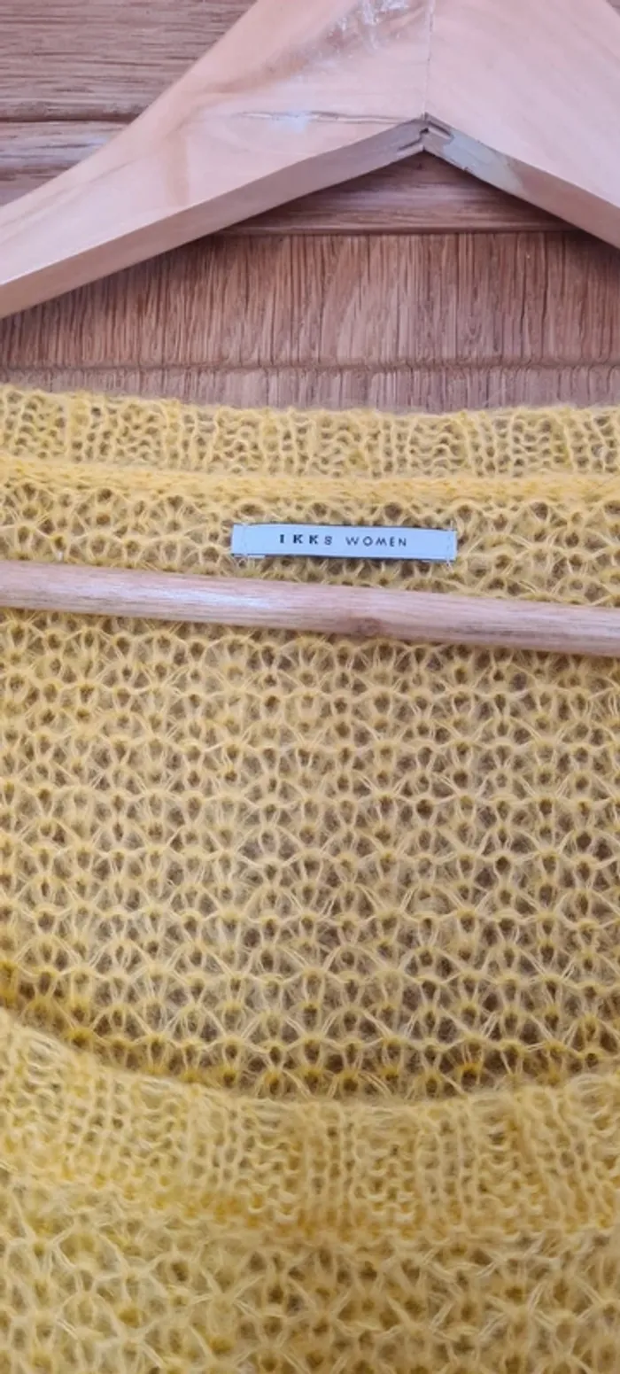 Pull en maille Jaune col rond IKKS - photo numéro 2
