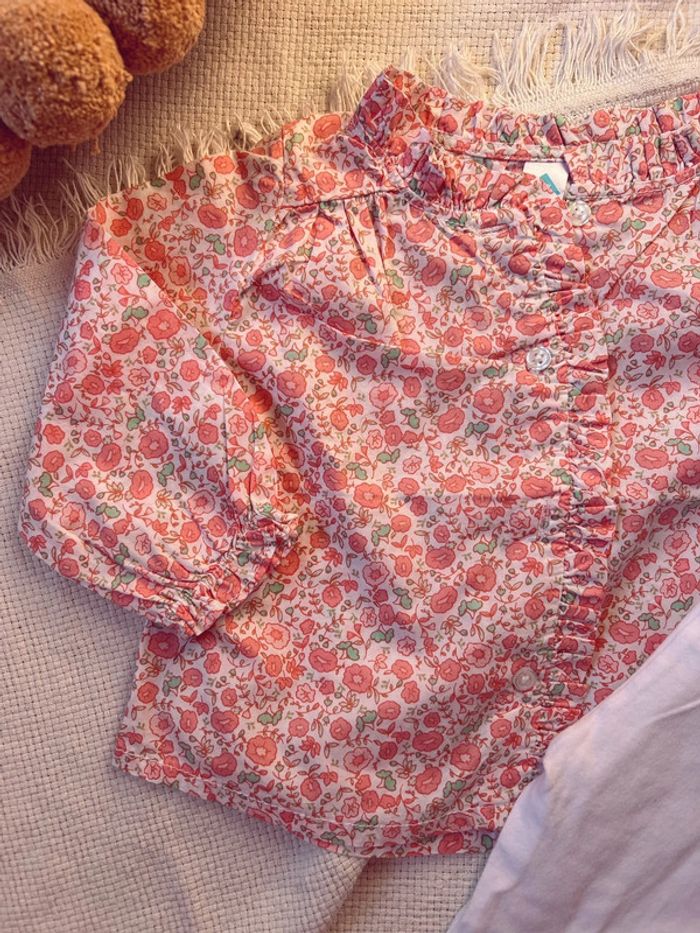 Ensemble blouse à fleur tex et legging 18 mois - photo numéro 2