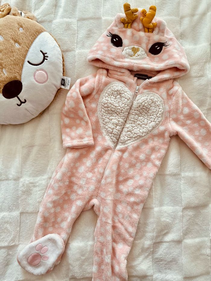 Combinaison polaire cerf rose taille 9 mois In Extenso