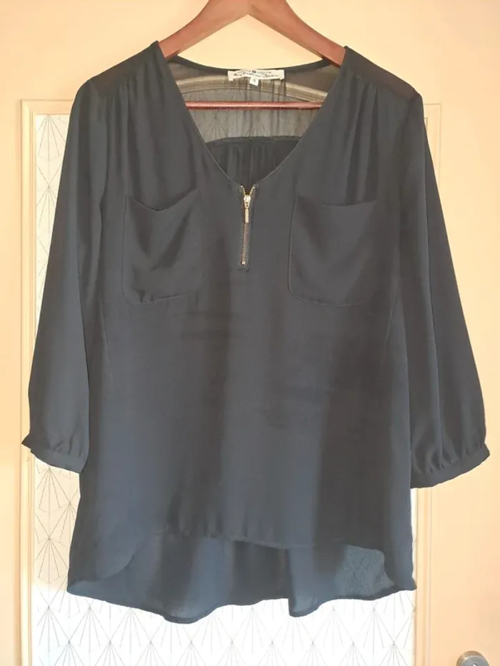 Blouse femme noire fluide comme neuve cache cache T4