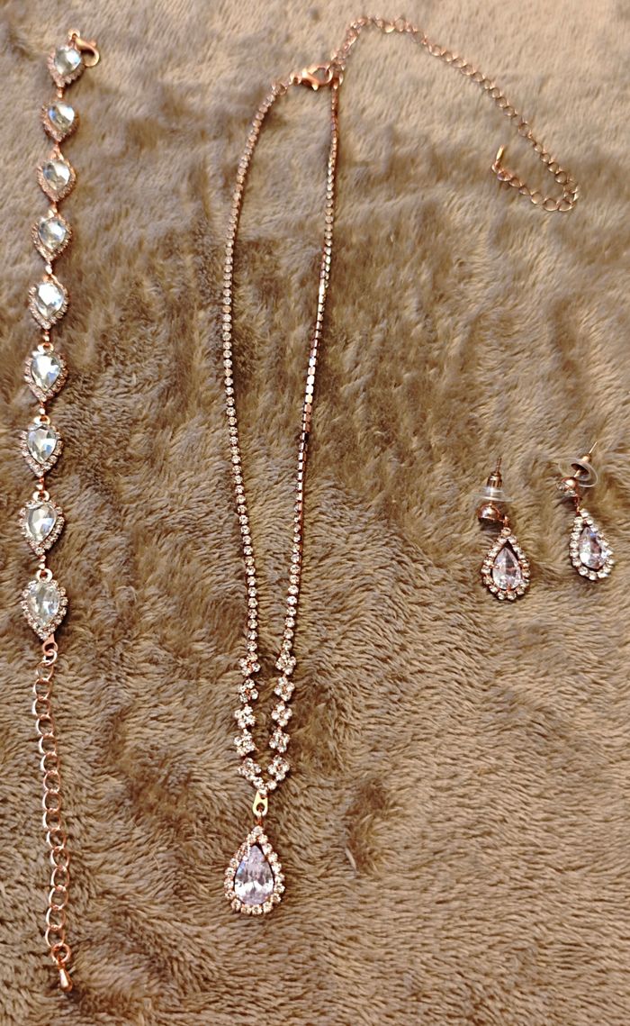 Parure Luxe Noël Chic 💎 Mariage Cérémonie Or Rosé - Cadeau Prêt à Offrir