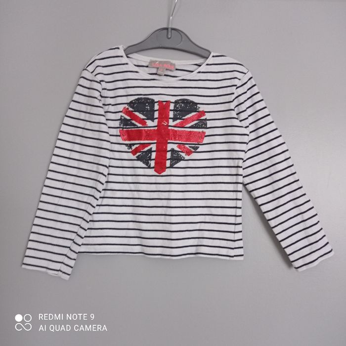 T-shirt à rayures coeur 4ans - photo numéro 2