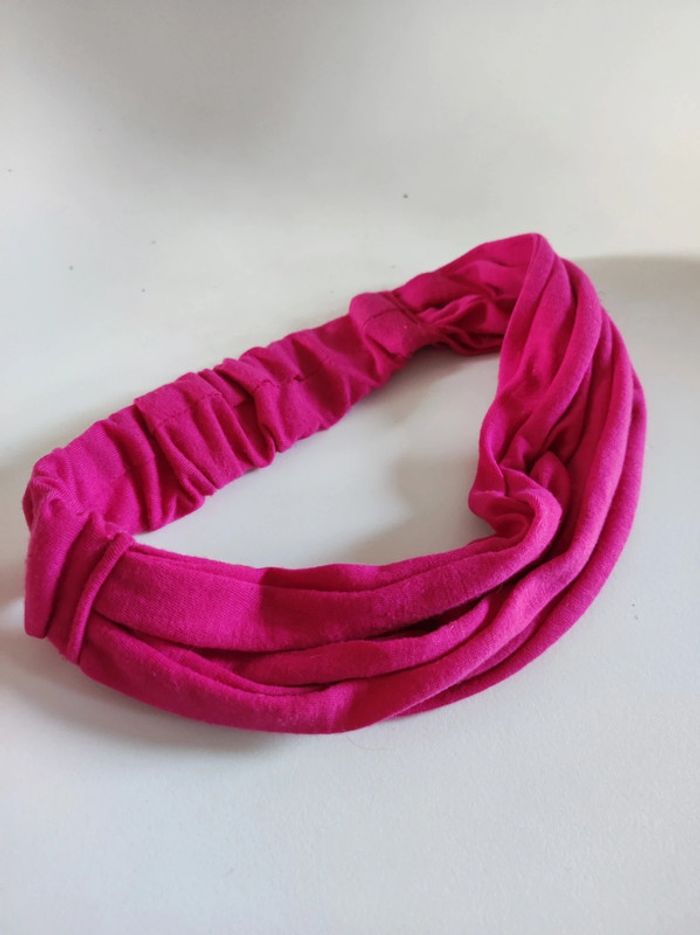 Bandeau turban cheveu rose vif large / coton