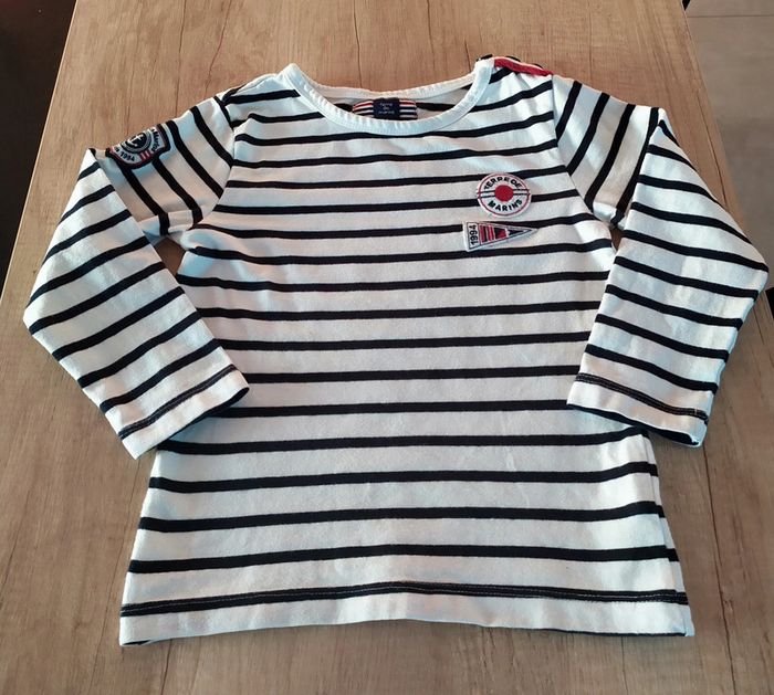 T-shirt manches longues garçon marinière taille 4 ans Terre de Marins