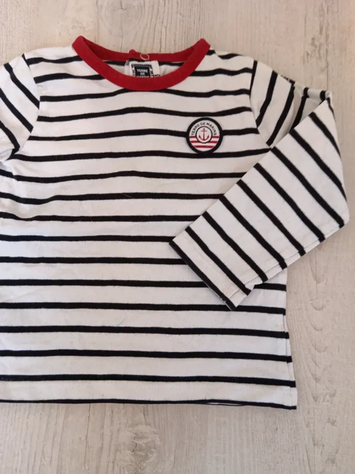 Tshirt manches longues terre de marins 86cm - photo numéro 2