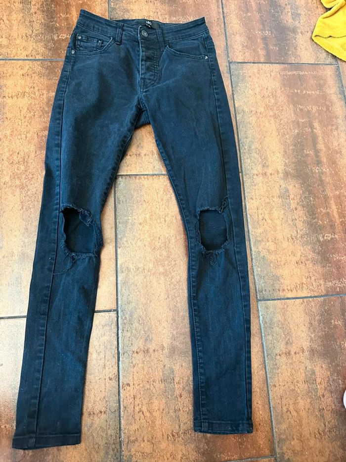 Jeans noir skinny à trou LBO idéale ado