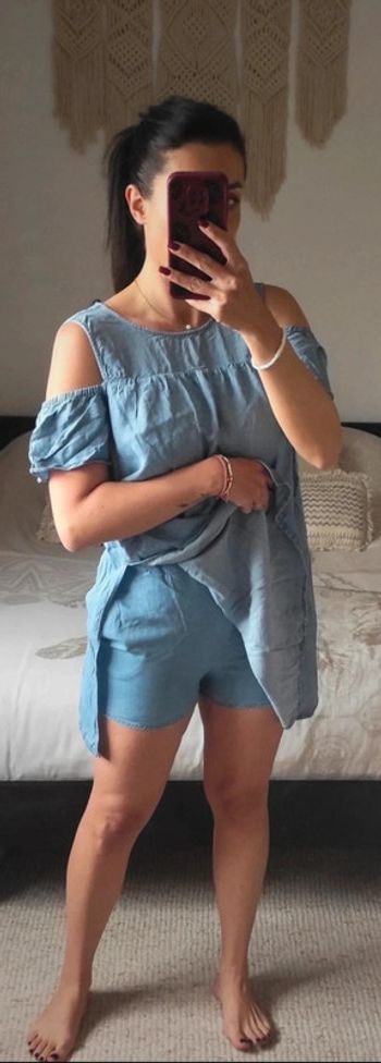 Robe combishort Zara Basic M bleu clair jeans tendance