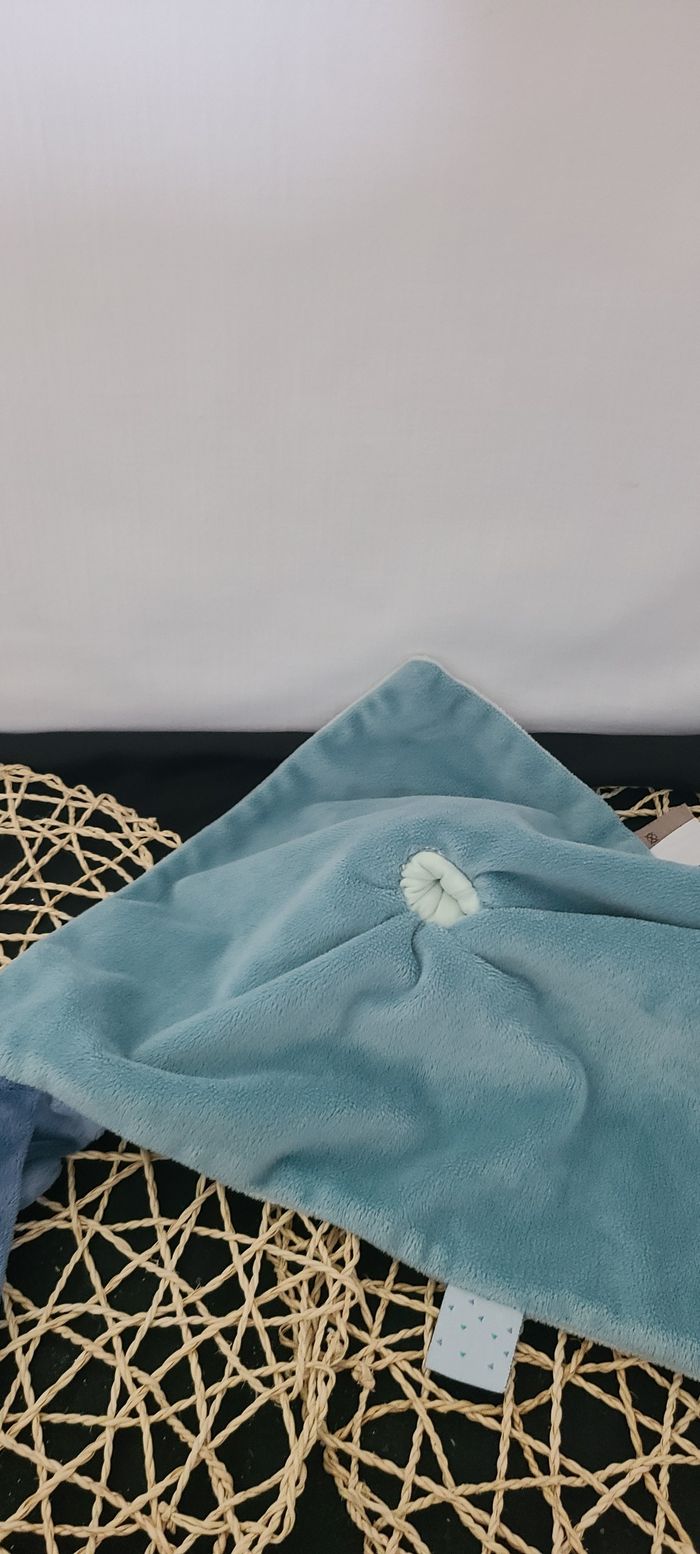 Doudou plat Jules ours NATTOU Jack Jules et Nestor bleu vert gris - photo numéro 2