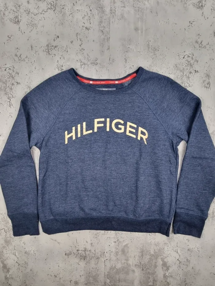Sweat Tommy Hilfiger bleu chiné – Taille M Femmes (mesures en photos) - photo numéro 3