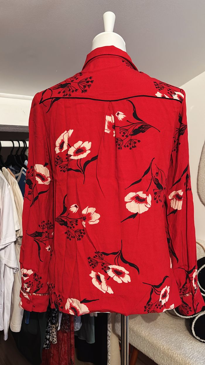 Chemise rouge fleuries Grace & Mila T36 - photo numéro 3