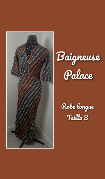 Robe imprimé géométrique gris crème orange Taille S Baigneuse Palace