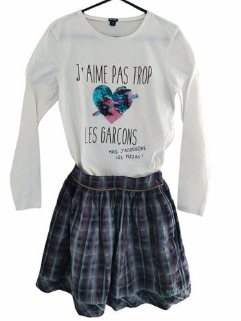12 ans fille ensemble Teeshirt et jupe