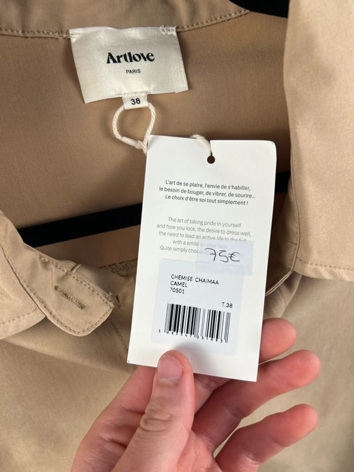 Chemise Camel Oversize Artlove 38 neuve - photo numéro 3
