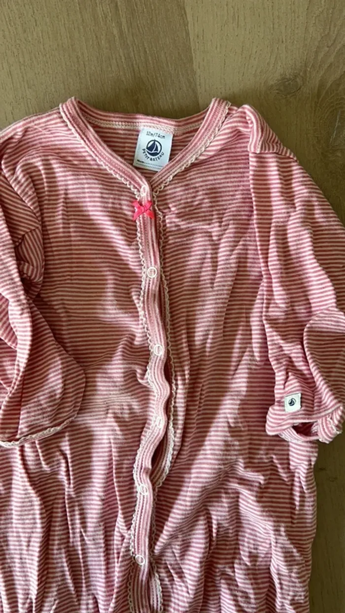 Dors bien en coton milleraies rose et blanc Petit Bateau - photo numéro 2