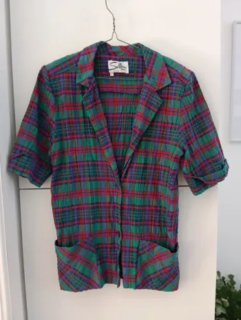 Veste vintage légère carreaux multicolore taille 38