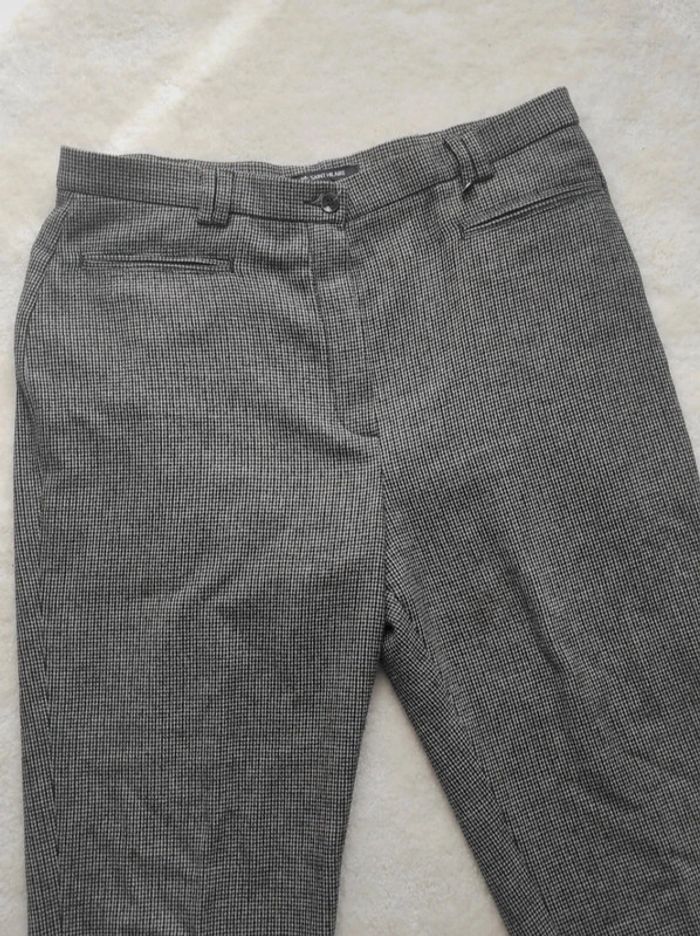 Pantalon droite style Chino Vintage Saint Hilaire 44 motif pieds de poule gris