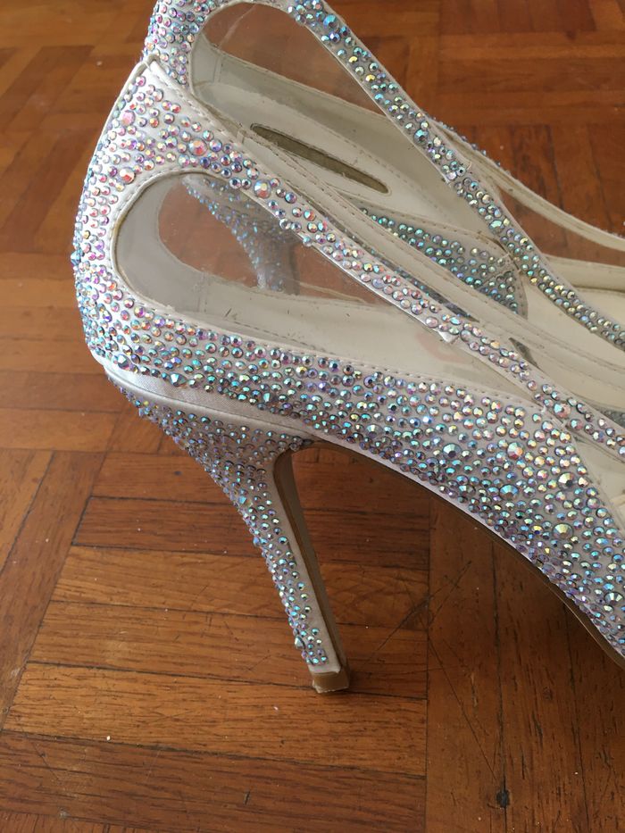 Chaussure à talons pointus bout ouvert argenté et transparent Stephen - photo numéro 2