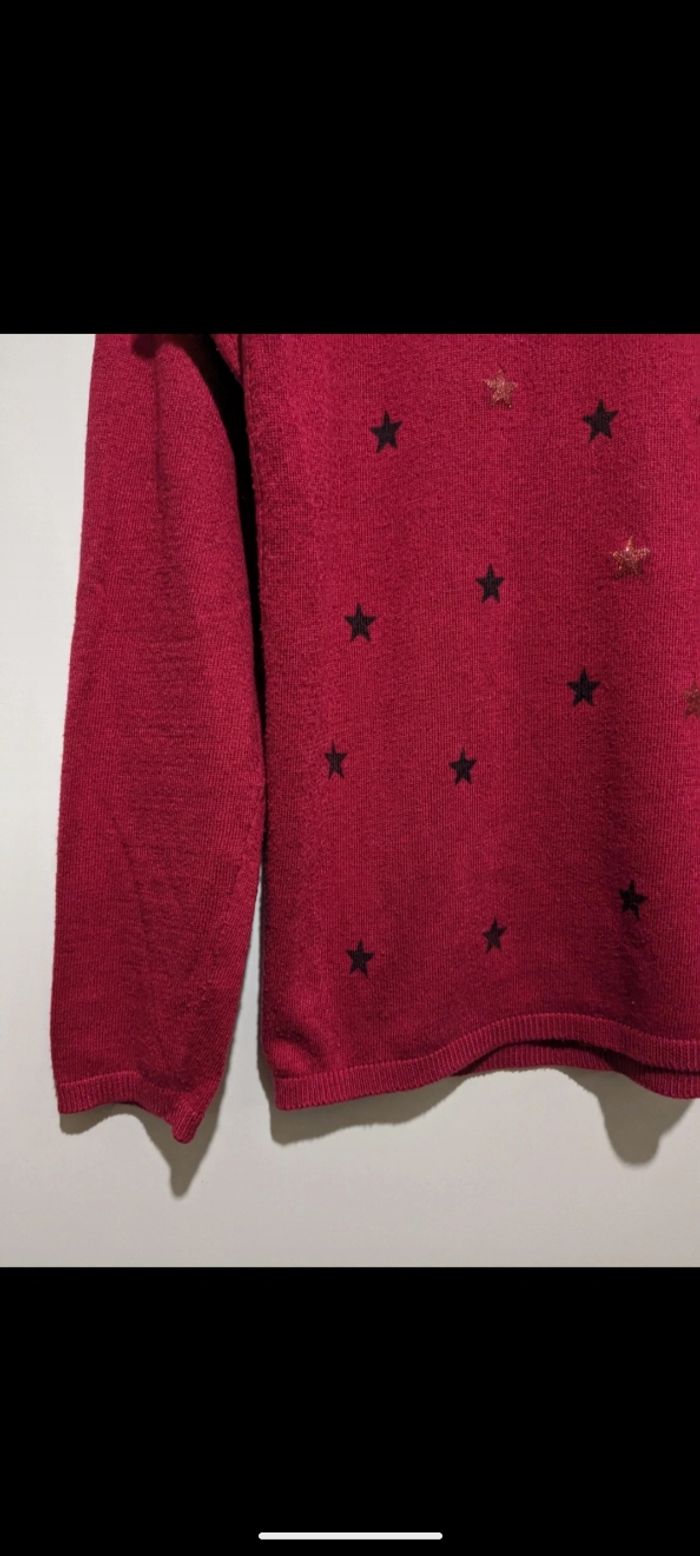 Pull Season rouge imprimé étoiles . Taille 38 - photo numéro 4