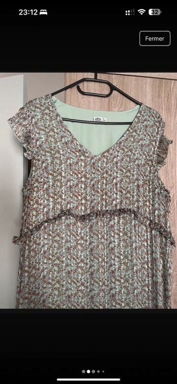 Robe longue fleurie verte claire