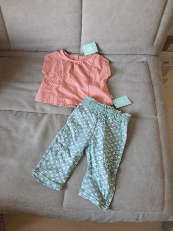 Ensemble Obaïbi t-shirt et pantalon taille 3 mois neuf avec étiquettes